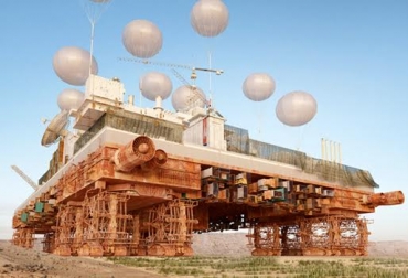 La máquina cuenta con 9 globos que sirven para captar 450 metros cúbicos de agua del aire. Foto: www.stephanemalka.com. Máquina verde