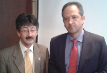 José Daniel Pabón, director del Ciifen, y Ómar Franco Torres, director del Ideam. Foto: CONtexto Ganadero. Fenómeno de El Niño en Colombia para 2014.