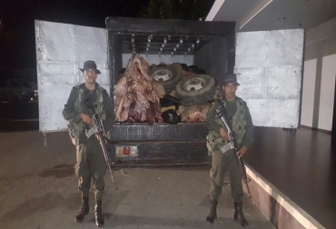 La carne está avaluada en $44 millones 965 mil 561y se encontraba dentro de un vehículo tipo furgón. Foto: Cortesía. incautación carne cúcuta