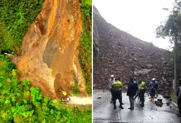La gran cantidad de material que tapona la vía ha hecho que demoren los trabajos de remoción. Foto: Boyacá Noticias 95.6 BoyacaEsNoticia / Guavio Noticias @GuavioNoticias. Afectación transporte Boyacá lluvias agosto 2016, transversal del Sisga derrumbe julio 2016, vía Macanal Guateque, afectaciones Boyacá transporte ganado, transporte ganado Boyacá, provincias de Boyacá, Neira, Oriente, La Libertad, vías afectadas invierno, derrumbe vías, CONtexto ganadero, ganaderos Colombia