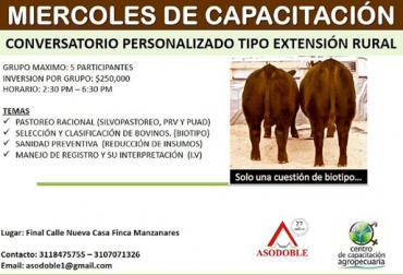 No se pierda la cita de los miércoles con la asociación para resolver dudas y aprender cosas nuevas. Foto: Cortesia Capacitación miércoles Asodoble, capacitaciones asodoble, Curso Centro Capacitación Agropecuaria Asodoble, Asociación Colombiana de Criadores de Ganado en Doble Propósito, Asodoble, curso Asodoble 2018, cursos para ganaderos en Bolívar, cursos para ganaderos Colombia, capacitación agropecuaria, CONtexto ganadero, ganaderos colombia, noticias ganaderas colombia