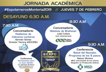 Este es el programa de la jornada académica de Expoterneros Montería Tierra de Ensueño. Foto: Cortesía III Expoterneros en Montería, Jornada académica Expoterneros 2019, Expoterneros Montería 2019, Feria Expoterneros Montería, exposición de ganado en Montería, juzgamiento de ganado en Montería, remate de ganado en Montería, ganaderos de Montería, Ganaderos de Córdoba, FundHorizontes, Fundación Horizonte sin Fronteras, Alcaldía de Montería, Gobernación de Córdoba, Subastar, Asocebú, CONtexto ganadero, ganaderos Colombia, noticias ganaderas Colombia