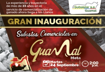 El próximo 24 de septiembre se llevará a cabo el lanzamiento de la sede de Subastar en Guamal, Meta. Foto: subastar.com.co Subastar S.A, Subastar se expande, Subastar abre sede en guamal, Subastar al servicio de los ganaderos, comercialización de ganados