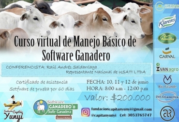 Durante la cuarentena, la fundación ha ofrecido diferentes cursos en tecnología agropecuaria y seguirá ofreciendo uno por mes. Foto: Fundación Capitán Yunyi Curso Software ganadero 2020, curso software ganadero versión 20, Fundacion Capitán Yunyi 2020, Curso Software Capitan Yunyi junio 2020, Software Ganadero, curso para ganaderos, registros en ganadería, cursos de ganadería, curso software ganadero Fundación Capitán Yunyi, Fundación Capitán Yunyi, Fundación Luis Alberto Martínez, coronavirus, COVID-19, cuarentena, Ganadería, ganadería colombia, noticias ganaderas, noticias ganaderas colombia, CONtexto ganadero