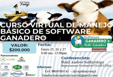 La fundación arranca este 2021 con un nuevo curso virtual de manejo básico de Software Ganadero. Foto: Cortesía Fundación Capitán Yunyi 2021, Software ganadero 2021, Curso Software Capitan Yunyi enero 2021, Software Ganadero, curso para ganaderos, registros en ganadería, cursos de ganadería, curso software ganadero Fundación Capitán Yunyi, Fundación Capitán Yunyi, Fundación Luis Alberto Martínez, ganaderos, ganaderos colombia, ganado, bovinos, ganado bovino, Ganadería, ganadería colombia, noticias ganaderas, noticias ganaderas colombia, CONtexto ganadero, contextoganadero