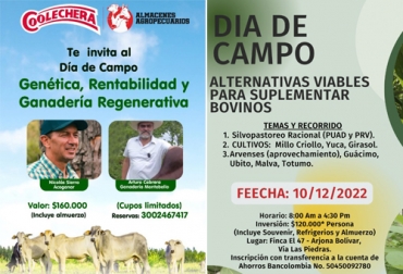 Conozca cómo se desarrollarán los dos días de campo que se realizarán en Atlántico y Bolívar, el primero este sábado 3 y el segundo el 10 de diciembre. Foto: instagram.com/almacenes_agropecuarios/ - Cortesia dias de campo de ganaderia sostenible en 2022