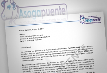 Asogapuente ratificó el apoyo del gremio a Fedegán como administrador del FNG. Foto: CONtexto ganadero. carta de respaldo a fedegán