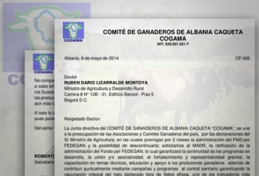 El gremio caqueteño reiteró su respaldo y solidaridad a la junta directiva de Fedegán. Foto: CONtexto ganadero. carta de respaldo a fedegán