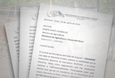 Coganari manifestó su preocupación de prorrogar el contrato de la Federación por solo 2 meses. Foto: CONtexto ganadero. carta de respaldo a fedegán