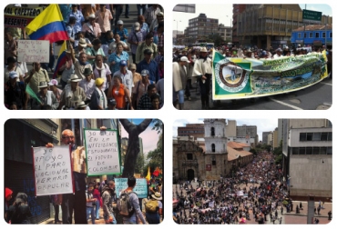 Diferentes puntos de las protestas en Bogotá. Foto: Cortesía twitteros. Paro agrario nacional.