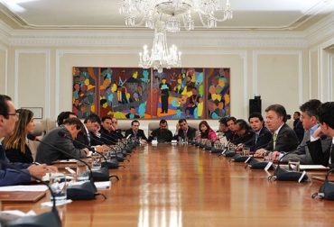 El presidente Juan Manuel Santos, lideró el Consejo Extraordinario de Ministros, en la Casa de Nariño, en el que se analizaron las medidas a tomar a causa del paro nacional agrario. Foto: Oficina de prensa. Paro agrario nacional