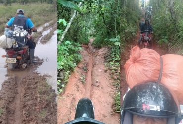Los trayectos para llegar a las fincas son largos, incluso pueden tomar cuatro o cinco días, comenta Diego William Ventura, quien hace parte de los vacunadores que tienen bajo su responsabilidad esta tarea en la zona de Guainía y Vaupés. Foto: Fedegán-FNG Vacunadores en Guainía Fedegán-FNG
