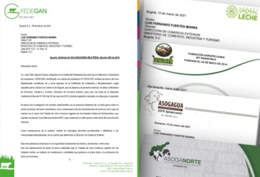 Varios gremios se alinearon a la petición de Fedegán de investigar el posible daño causado a los productores lecheros de Colombia por las importaciones de leche en polvo. Foto: Fedegán - Cortesía Investigación daño al sector leche Colombia, fedegan, Comité de Comercio Agrícola, salvaguardia bilateral para la leche en polvo, TLC, EE.UU. Defensa Comercial, regularizar importaciones de leche, José Félix Lafaurie R, José Manuel Restrepo Abondano, MinCIT, inventarios de leche en polvo, cupos de importación de leche en polvo, TLC EE. UU., TLC Estados Unidos, ganaderos, ganaderos colombia, ganado, bovinos, ganado bovino, Ganadería, ganadería colombia, noticias ganaderas, noticias ganaderas colombia, CONtex