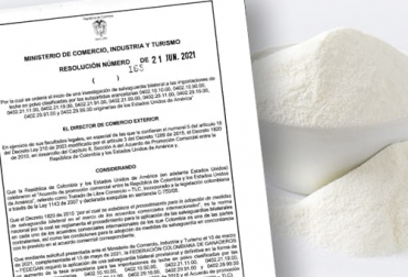 La Resolución 165 del 21 de junio de 2021 promulgada por la Dirección de Comercio Exterior del Mincit ordena la apertura de la investigación de salvaguardia bilateral para importaciones de leche en polvo de EE. UU. Foto: colombia.com.co Investigación daño al sector leche Colombia, fedegan, Comité de Comercio Agrícola, salvaguardia bilateral para la leche en polvo, trámite salvaguardia leche 2021, importaciones de leche, MinCIT, inventarios de leche en polvo, cupos de importación de leche en polvo, TLC EE UU, TLC Estados Unidos, ganado bovino, ganadería bovina, carne, leche, ganaderos, ganaderos colombia, ganado, vacas, vacas Colombia, bovinos, Ganadería, ganadería colombia, noticias ganaderas, noticias ganaderas colombia, CONtexto ganadero