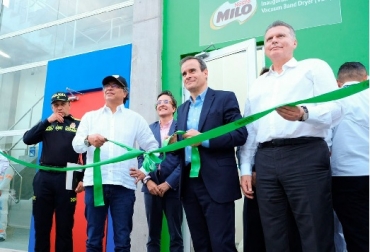 Durante la inauguración de una nueva línea de producción de la compañía para su marca MILO, el presidente Gustavo Petro aseguró que la inversión de Nestlé en el país es una demostración de confianza en Colombia, en su futuro.Foto: Nelson Cárdenas - Presidencia