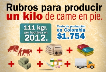 En 2012, el costo de producción en Colombia fue de $1.754, con 111 kilogramos por hectárea. Foto: Contexto Ganadero Costos producción carne colombia
