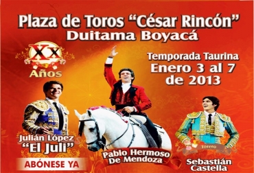 El Juli, Pablo Hermoso de Mendoza y Sebastián Castella, serán ‘el plato fuerte’ en esta feria. Foto: Duitaurina. El Juli, Pablo Hermoso de Mendoza y Sebastián Castella, serán ‘el plato fuerte’ en esta feria. Foto: Duitaurina.