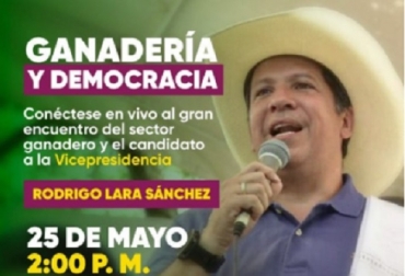 La ganadería y la democracia será el tema de la conferencia del candidato a la Vicepresidencia de La República, Rodrigo Lara Sánchez. Foto: Fedegán Rodrigo Lara Sánchez, candidato a la Vicepresidencia de La República