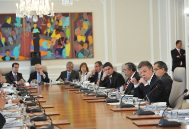Durante el consejo de ministros, el presidente Juan Manuel Santos explicó los alcances de los puntos acordados con las Farc. Foto: SIG. Consejo de Ministros